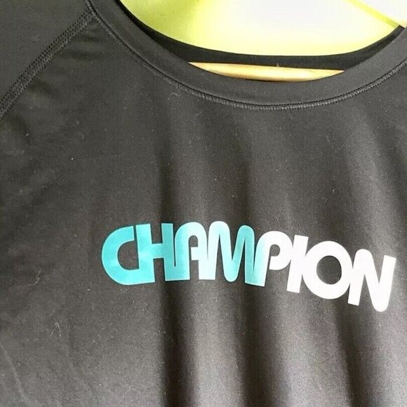 Champion Mens T Shirt Size XL Red Sunset Logo Graphic Tee Short Sleeve Green - Picture 5 of 16